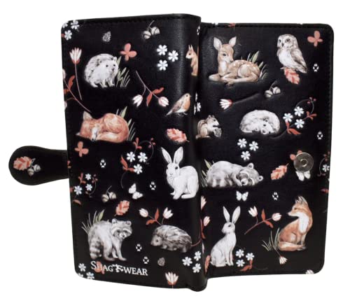 Shag Wear Forest Animal Friends Large Wallet for Women and Teen Girls Vegan Faux Leather 7" Black3