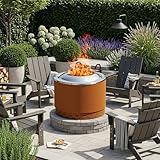 KOL 20" Smokeless Dual Flame Fire Pit for Outdoor - Thick Corten Steel & Stainless Steel Wood Burning Firepits with Stand, Portable Bonfire Pit with Removable Ash Pan for Patio, Backyard, Campsite
