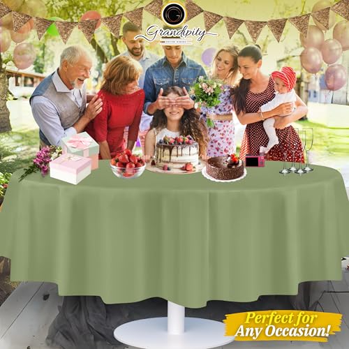 Image of Grandipity Plastic Table Cloth Disposable 12 Pack 84 inch Round Sage