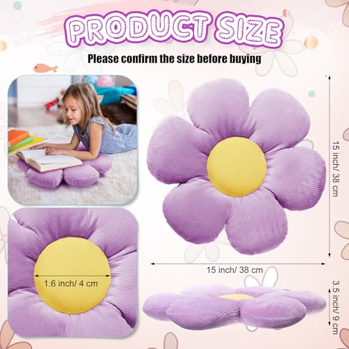 image for Reginary 4 Pcs Flower Floor Pillows Cute Plush Flower Throw Pillows Da