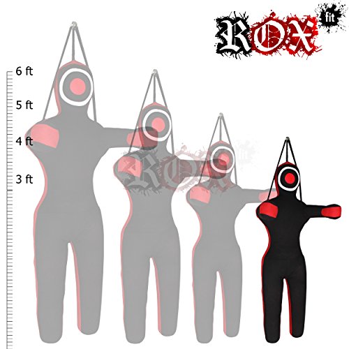 Grappling Dummy by ROX Fit MMA Punching Bag MMA Dummy - Hanging Style - Hands Front Black Red (3 Foot (36