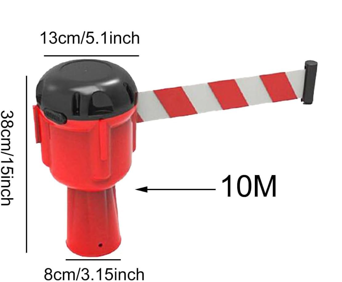 Cono stradale retrattile da 10 m con nastro di segnalazione pericolo | Cintura barriera di emergenza for il controllo della folla(Red)