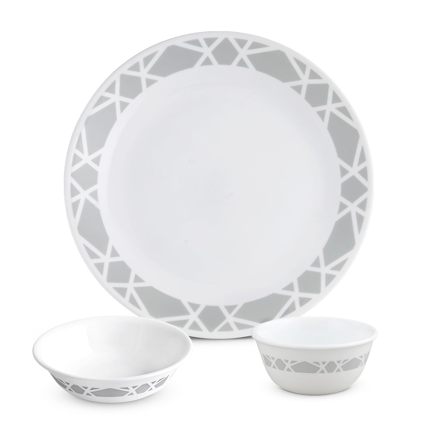 CORELLE Elegance 3 Pcs Dinner Set | 1 Dinner Plates, 1 Small Bowls & 1 Medium Bowl for Dining| Vitrelle 3 Layer Glass| Lightweight Non-Porous Surface Crockery| 1-Year Warranty-Chips/Breaks/Scratch-image-48