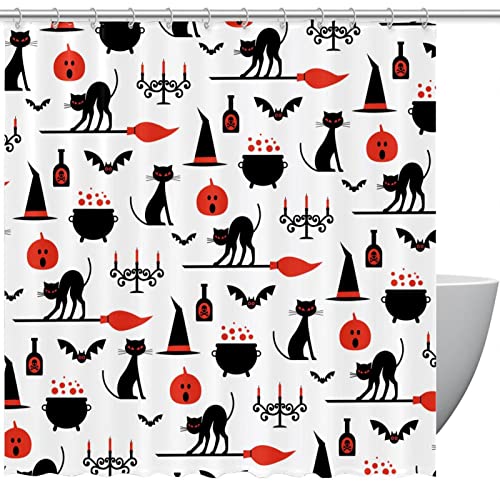 Rideau de douche chat noir coloré 183x183 cm imperméable
