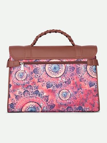 Image of ZOUK Heritage Satchel Bag - Gwalior Weaves | Jute | Vegan Leather Handcrafted With Detachable Sling Strap