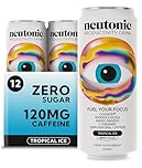 Neutonic Nootropic Productivity Energy Drink | Tropical Ice 12 Cans | 120mg Natural Caffeine, Zero Sugar | Support Energy, Mental Performance, Cognitive Function | Support Focus, Brain Health