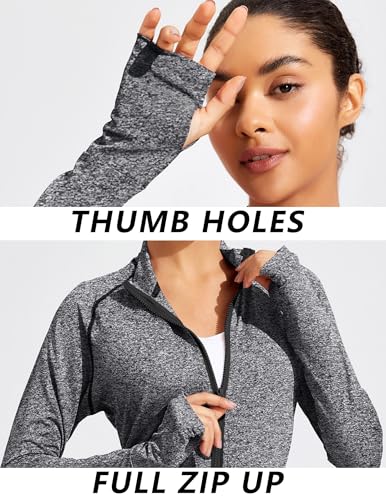 Pinspark Lightweight Workout Jacket For Women Full Zip Slim Fit Athletic Running Jacket With Thumb Holes Zipper Pockets thumb #1