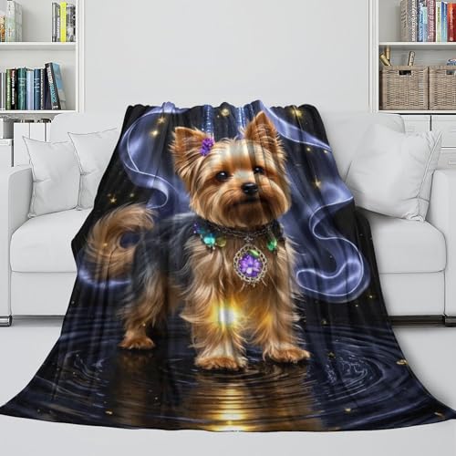 Couverture anti-froid Yorkshire Terrier 3D, plaid microfibre doux pour lit