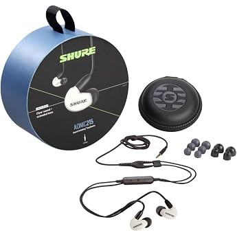 Shure AONIC 215 Wired Sound Isolating Earbuds Transparent Sound One Driver In-Ear Detachable Cable High Quality and Durable Compatible with Apple and Android Devices - White