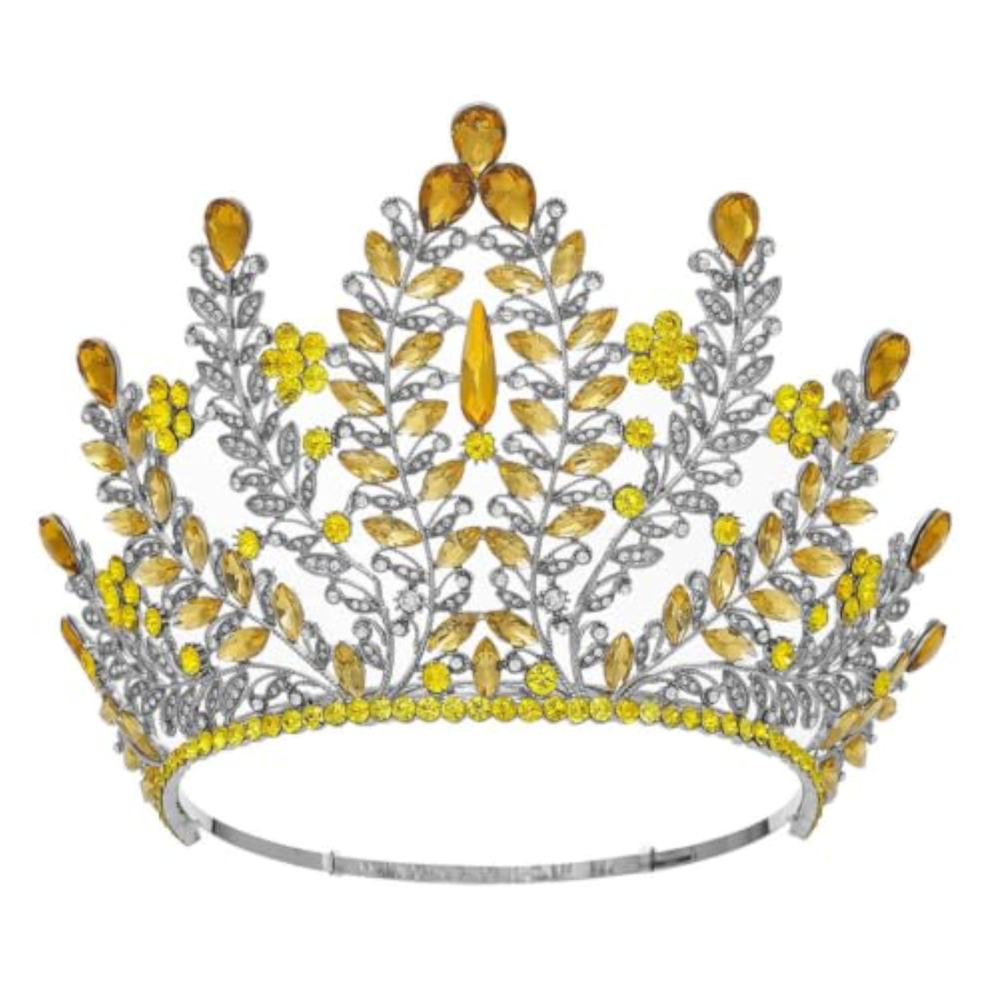 Vintage Baroque Full Circle Pageant Crown with Rhinestones