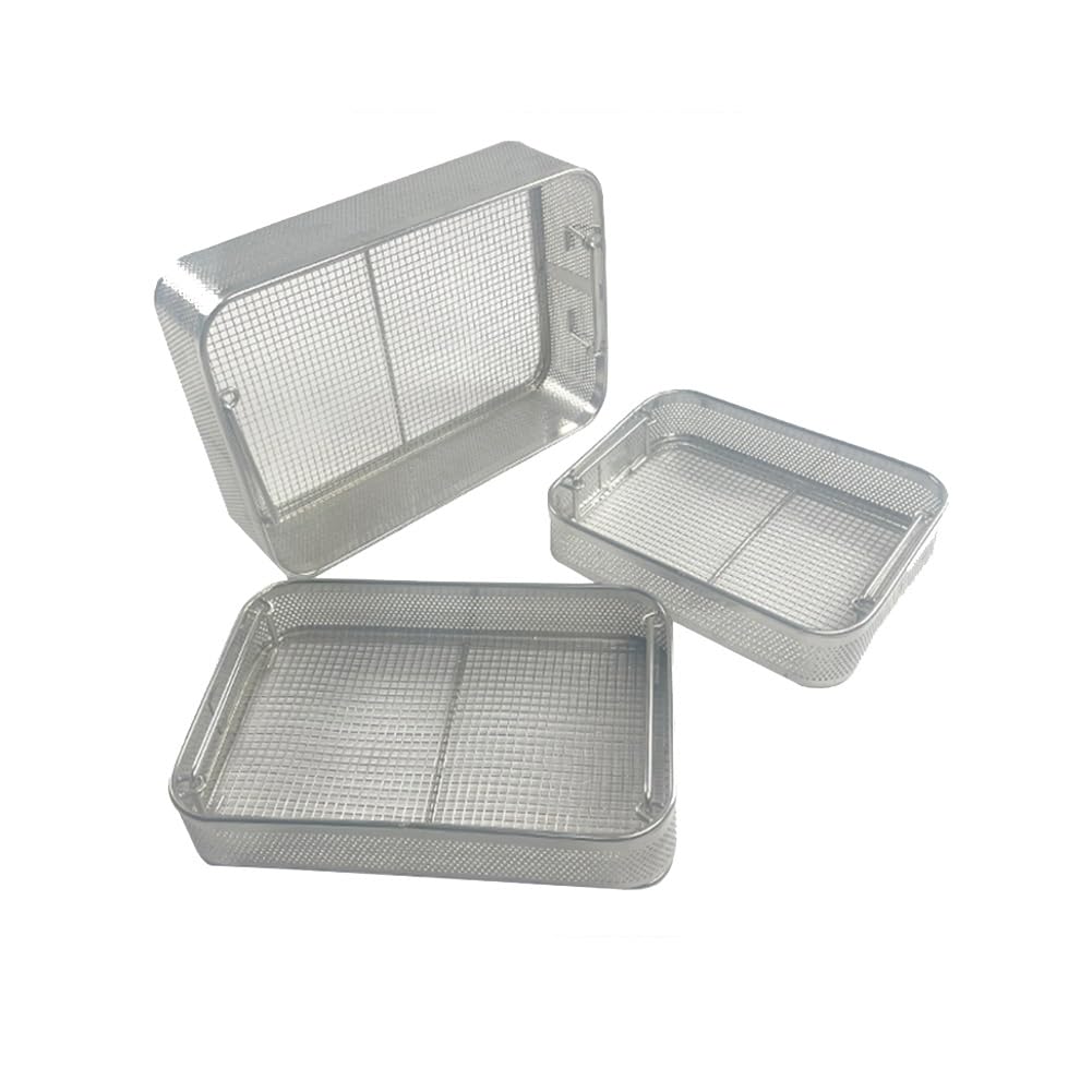Cesta de esterilización de acero inoxidable 304 para instrumentos médicos y dentales, desinfección duradera para suministros de limpieza, 40 x 25 x 7 cm