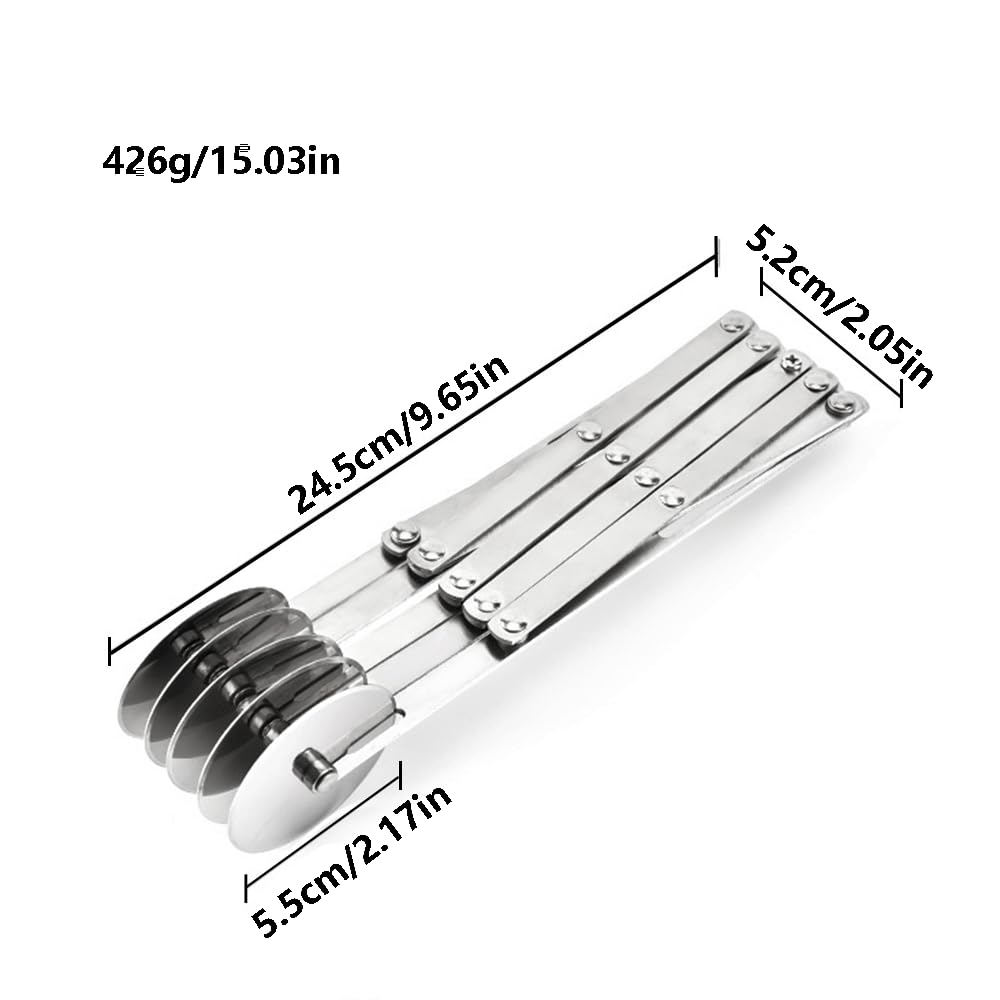 Tagliapasta Regolabile 5 Ruote Xiciki – Rotella Per Pizza E Pasticcini In Acciaio Inox, Larghezza Regolabile 1,2-12,2 Cm