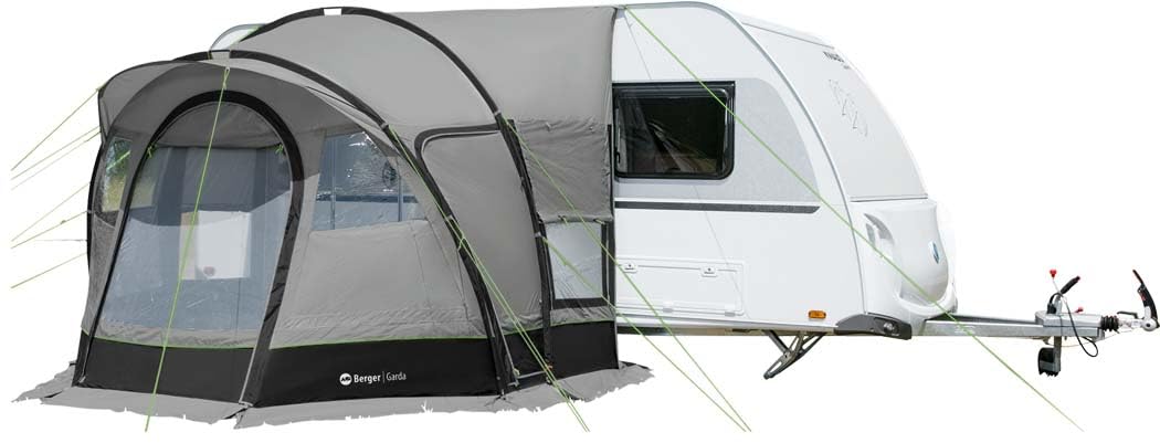 BERGER Garda Reisevorzelt 3 x 3 m | Wohnwagen Camping-Vorzelt mit Stehhöhe | schneller Aufbau | Anbauhöhe von 240 bis 255 cm | Wassersäule 3000 mm, UV-beständig