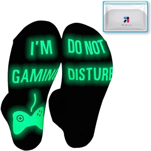 Gaming Socks,Do Not Disturb I'm Gaming,Gamer Socks for Teen Boys Youth,Glow in the Dark, Novelty Socks for Men Women,Gift for Gamer Boyfriend Grandson