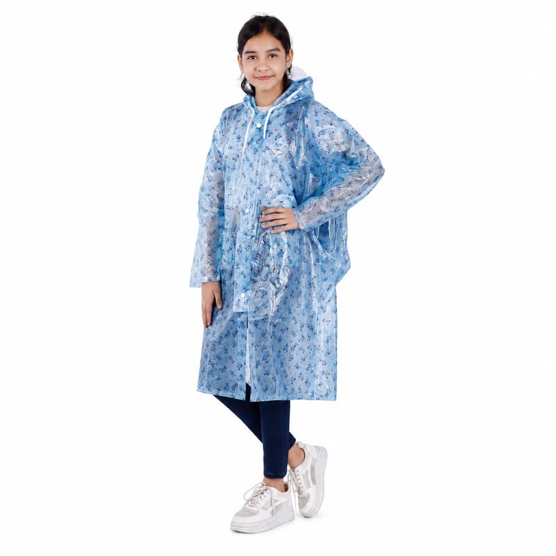 Image of Aristocrat Kids Humpty Dumpty Waterproof Raincoat with Hood | Knee Length Rainwear for Boys & Girls | Regular Fit Rain Jacket with Two Front Pockets | All-Weather Protection Rainwear