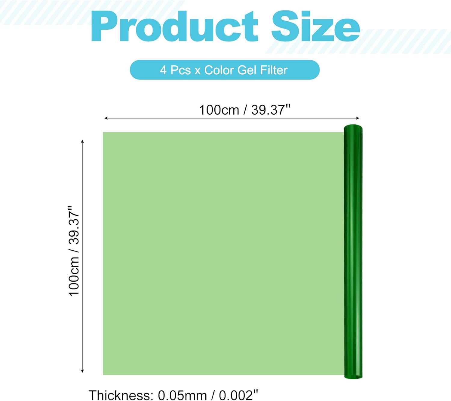 MECCANIXITY Lighting Gel Filter 39.4x39.4 Inch Dark Green Color Correction Sheet for Photo Studio Red Head Light, Pack of 4