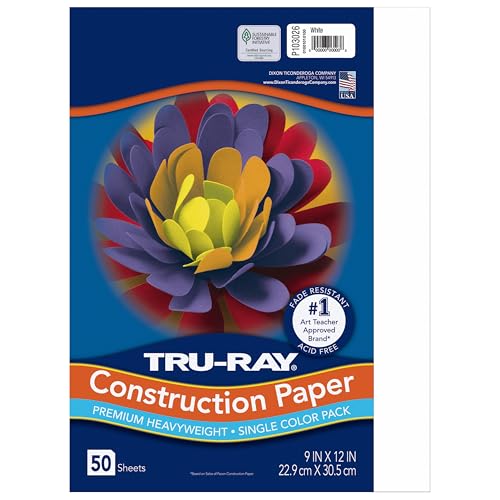 Tru-Ray Construction Paper 50% Recycled 9 x 12 White Pack Of 50