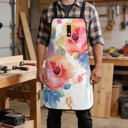 Delantal multipropósito diseño floral acuarela con bolsillos miniatura 5