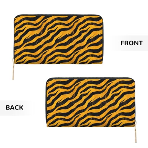 Yellow Black Zebra Print Wallet Women Men, Long PU Leather Wallets for Women, Cute Womens Travel Wallet Purse Pouch with Zipper Pocket2