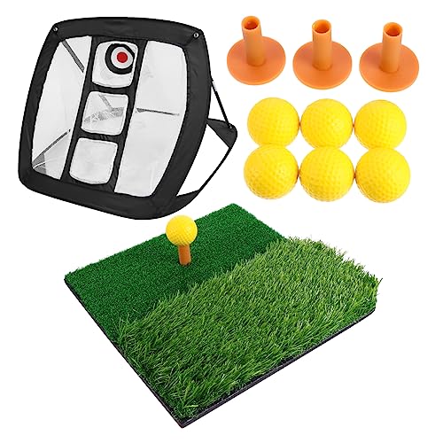KOMBIUDA 1set Nylon Golf Practice Net Set Hitting Mat Tee Pu Portable Training for Enhanced Range Accuracy Tear Resistant Design