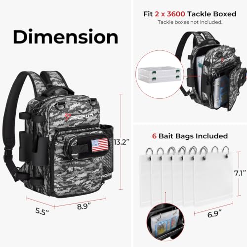 Image of Piscifun Fishing Tackle Backpack, 3-Way Carry with Rod Holders