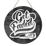 Muktoujaumai Salon Wall Decor, Barber Shop Hanging Sign Decor Farmhouse Wall Decoration Wood Sign, Gift for Barbers Hairdresser Hairstylist, Get Faded