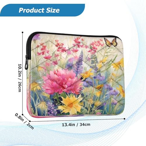 Funda para portátil 13-14 pulg impermeable flores y mariposas miniatura 3