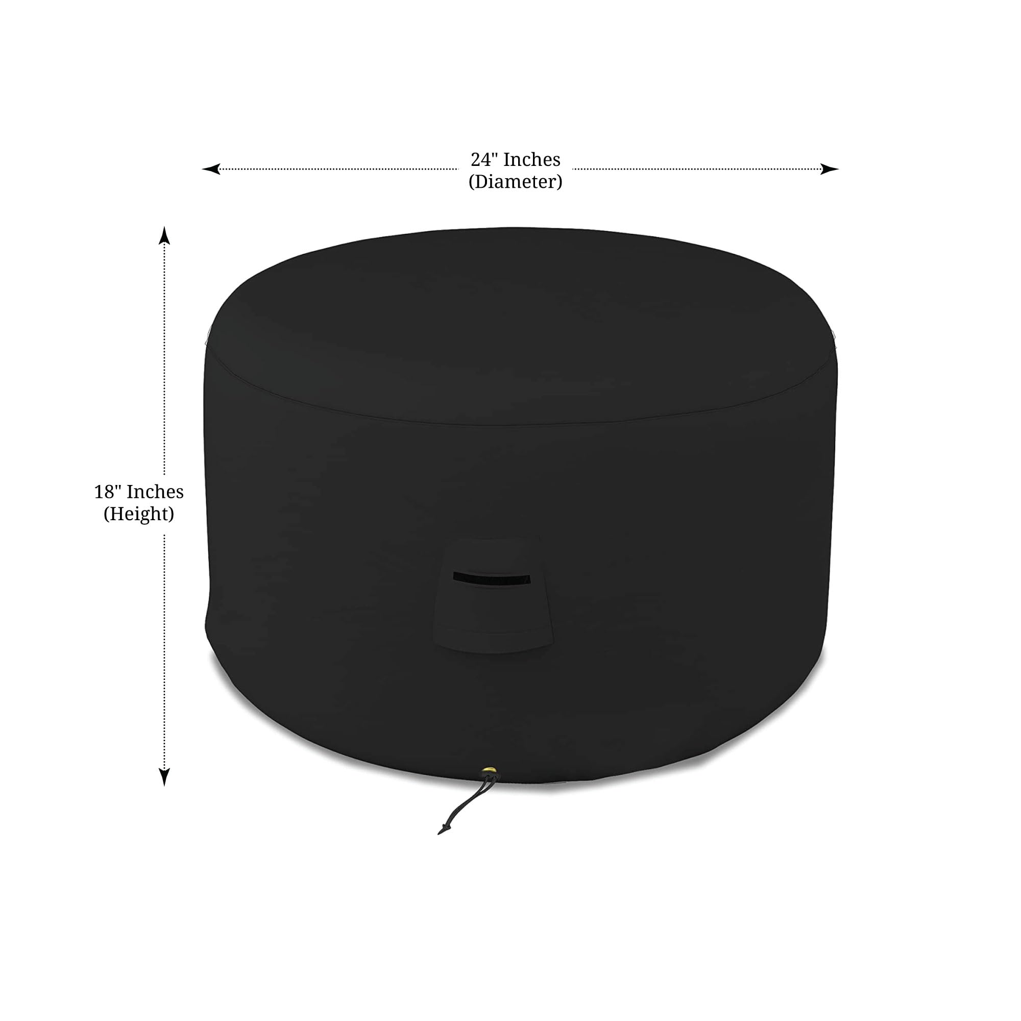 Covers & All Round Ottoman Cover, Heavy Duty 18 Oz Waterproof UV & Weather Resistant Patio Garden Furniture Stool Protector Indoor Outdoor Use, Air Vents & Drawstrings (24