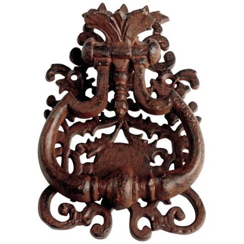 Esschert Design Türklopfer mit klassischem Motiv aus Gusseisen, ca. 13 cm x 3 cm x 19 cm Cover