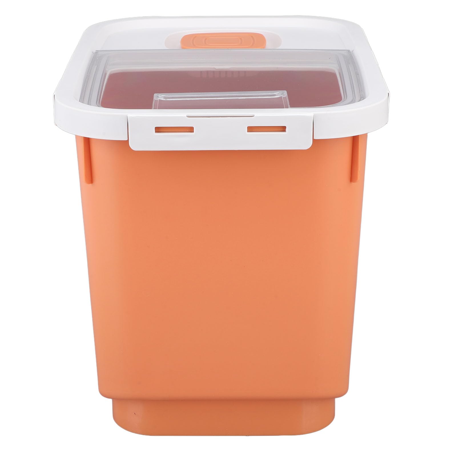 GOWENIC Contenitore per Riso Trasparente di Grande capacità con Ruote |Contenitore per Farina con Chiusura Ermetica da 22 Libbre, Durevole in PP per Uso Alimentare per l'organizzazione della (ORANGE)