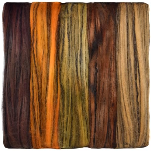 Hand Dyed Superfine Merino Tencel Roving for Spinning and Felting. 5oz, Harvest