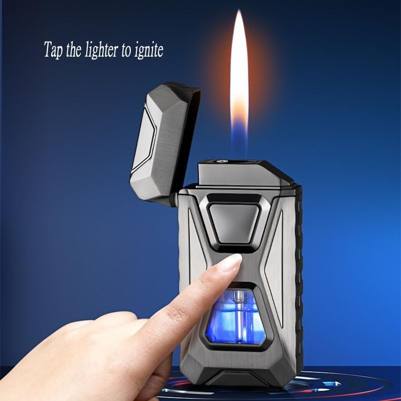 Encendedor recargable a butano voz dual llama negro miniatura 2