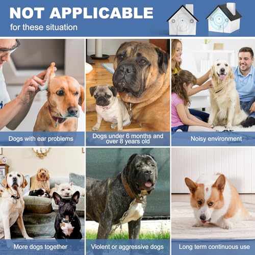 Anti Barking Device for Dogs, Ultrasonic Dog Bark Deterrent Devices High Up to 50 Ft Range, 4 Adjustable Modes Control Dog Deterrent Devices, Weatherproof Dog Barking Silencer for Indoor & Outdoor
