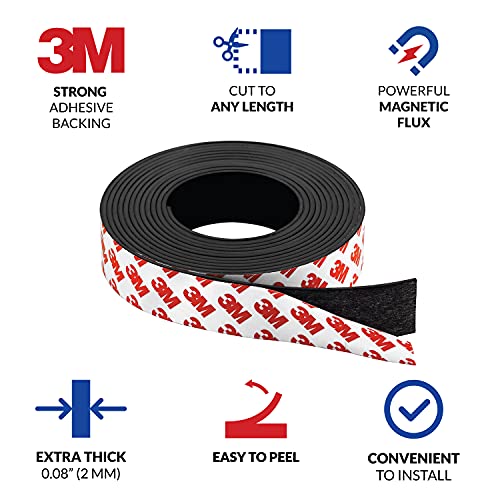 Magnetic Tape, 12 Feet Magnet Tape Roll (1'' Wide X 12 Ft Long), With 3M Strong Adhesive Backing. Perfect For Diy, Art Projects, Whiteboards & Fridge Organization #TOP3