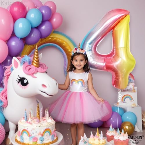Image of KatchOn Rainbow Number 4 Balloon 40 Inch