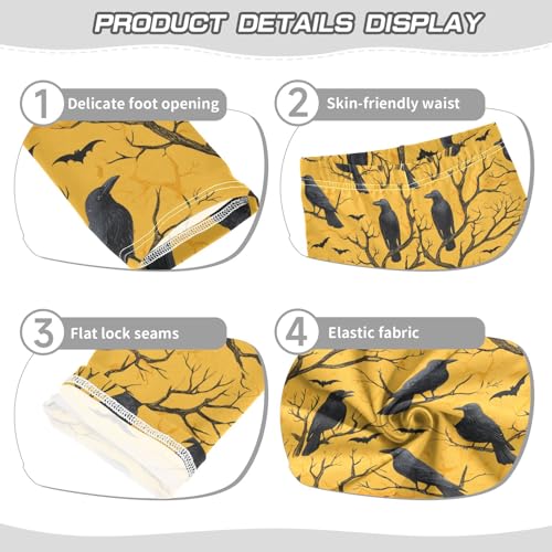 Girls' Athletic Leggings Ankle Length Yoga Dance Pants Kids Teen 4T Crow Branch Bat3