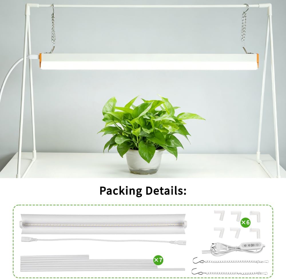 10W Grow Light Stand Kit for Indoor Plants, 2ft Plant Grow Rack with Full Spectrum, Enhanced Red Light for Flowering, Height Adjustable Iron Bracket, on and Off Switch