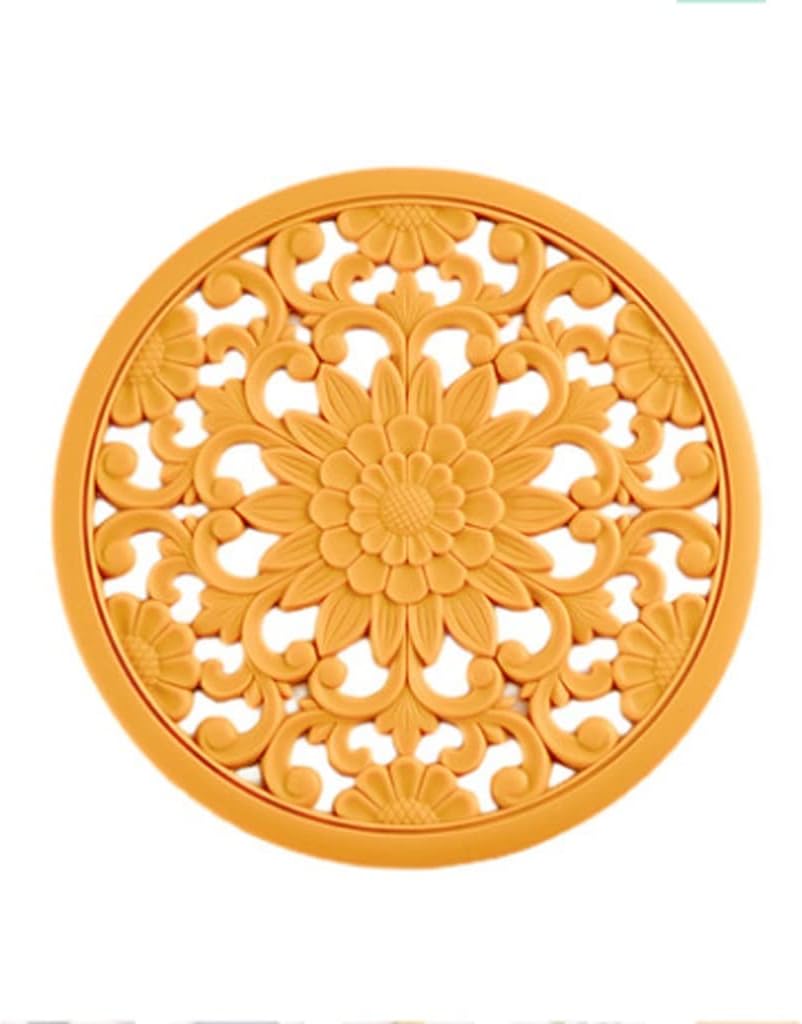 Round Heat Insulation Pad Hollow Floral Silicone Anti-scalding Pot and Bowl Mat Set of 4