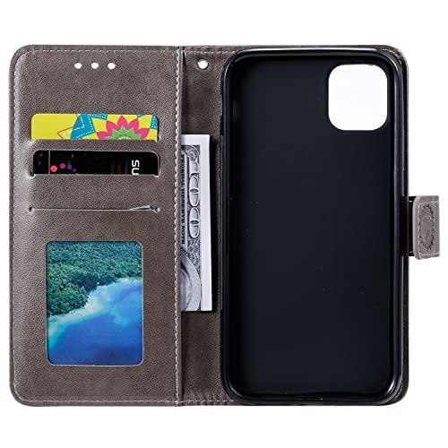 Coque iPhone 14 Pro Max portefeuille König Design gris avec rangement carte - 5