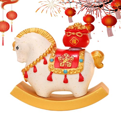 Décorations du Nouvel An chinois 2026 – Figurine de cheval chinois en résine, décoration de cheval à bascule – pour voitures, maison, école, bureau,...