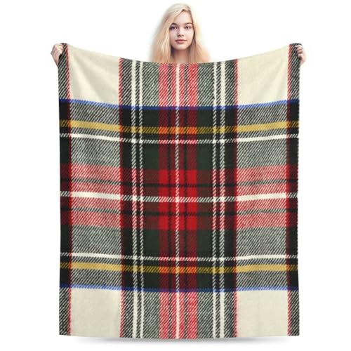Hgod Designs Scottish Tartan Red And White Wool Plaid Pattern Flannel Fleece Bed Blanket Throw Blanket Lightweight Cozy Plush Blanket For Bedroom Living Rooms Sofa Couch 50 Inchx60 Inch thumb #5