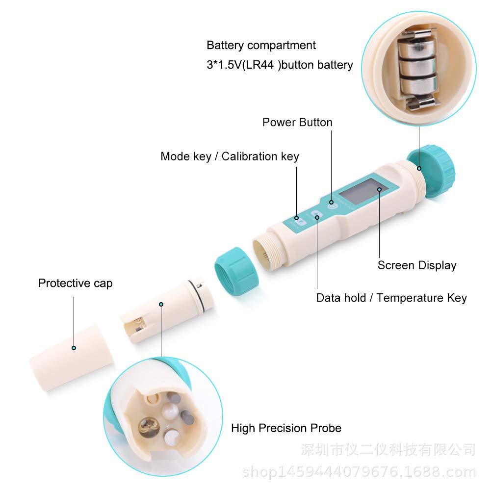 PH/TDS/EC/ORP/C-600 Medidor Ph Salinidad Probador de Agua Digital AcidóMetro ATC Analizador a Prueba Agua con Sonda 0.01ph Alta PrecisióN