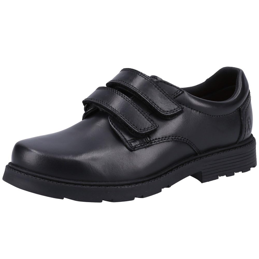Hush Puppies Boy's Logan Senior School Uniform Shoe, Black, 4 UK