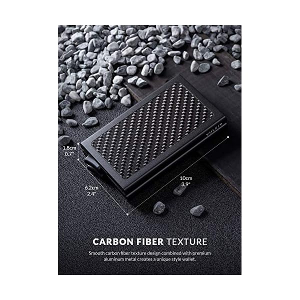 VULKIT Pop Up Wallet, Slim Minimalist Credit Card Holder RFID Blocking Metal Card Case for Men or Women, carbon fibre, Small - Image 6