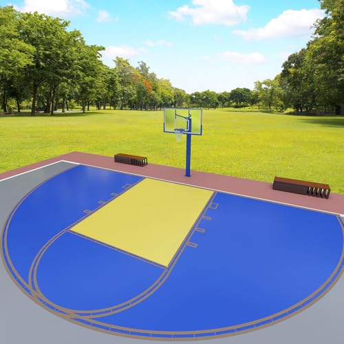 MAILEFU Basketball Court Marking Stencil Kit – Standard Size, Easy to Install, Ideal for Driveways, Asphalt or Concrete Surfaces, Court Marking Stencil Spray Paint Kit for Backyard Basketball 39.7ft