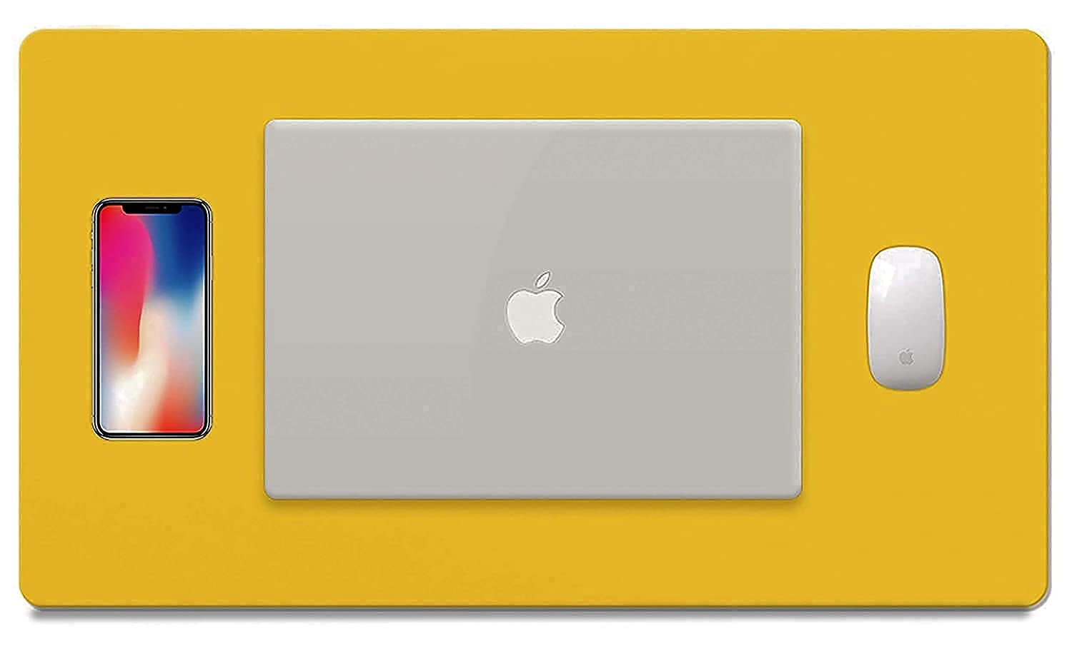 Anugrah Dual-Sided Multifunctional Desk Pad, Waterproof Desk Blotter Protector, Leather Desk Writing Mat Mouse Pad, Gaming Mouse Pad, Blue/Yellow (60 X 35 cm)