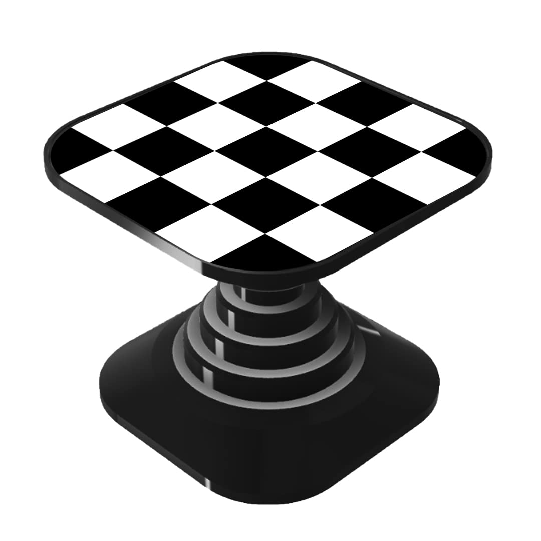 Gosmartkart® Made in India Black White Box Printed Finger Mobile Back Grip Holder Selfie Holder Socket Super HD Matte Finish Mobile Grip Expanding Square Mobile Stand Grips for All Kind of Mobiles