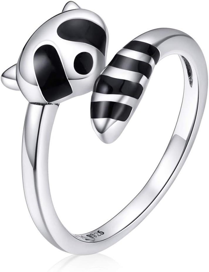 MUNDELL 925 Sterling Silver Four Leaf Clover Adjustable Ring Snake Dragon Animal Open Ring for Women Statement Ring Fine Jewelry