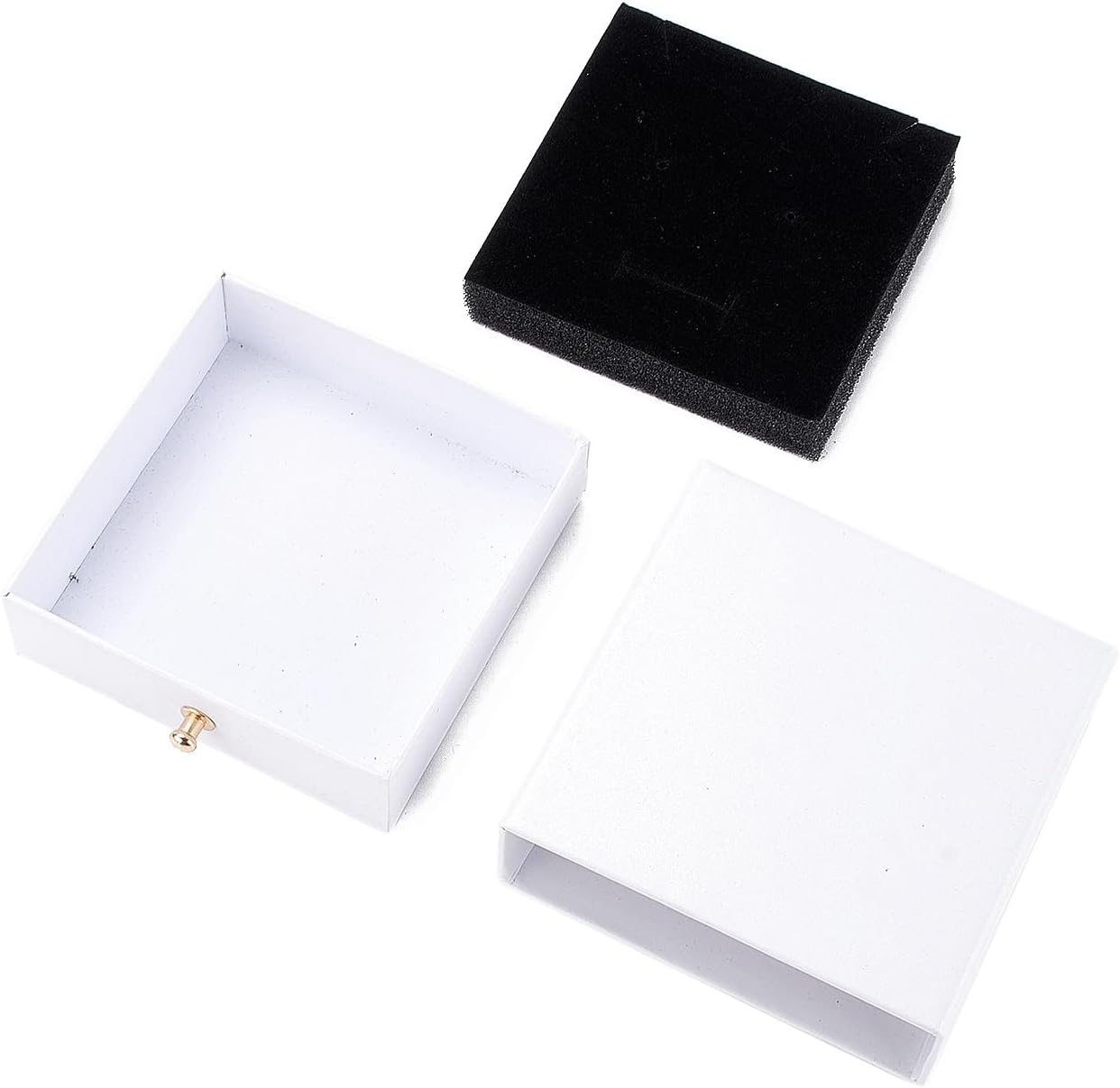 Ipotkitt 10 Set White Square Paper Drawer Jewelry Set Boxes with Brass Rivet Jewelry Display Storage Box for Earrings Ring Necklace Bracelets Gifts Packaging