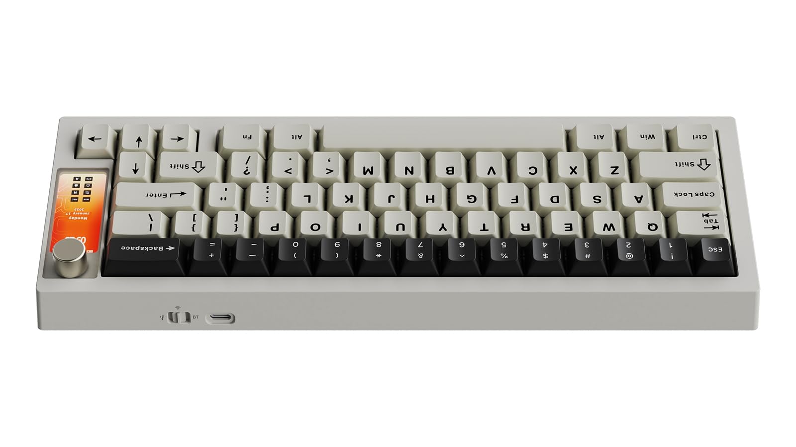 KRUX Drox, mechaniczna klawiatura dla graczy, kompaktowa klawiatura w rozmiarze 65%, wielofunkcyjny ekran, liniowe przełączniki KRUX Violet, podświetlenie RGB, hot-swap, oprogramowanie web-owe